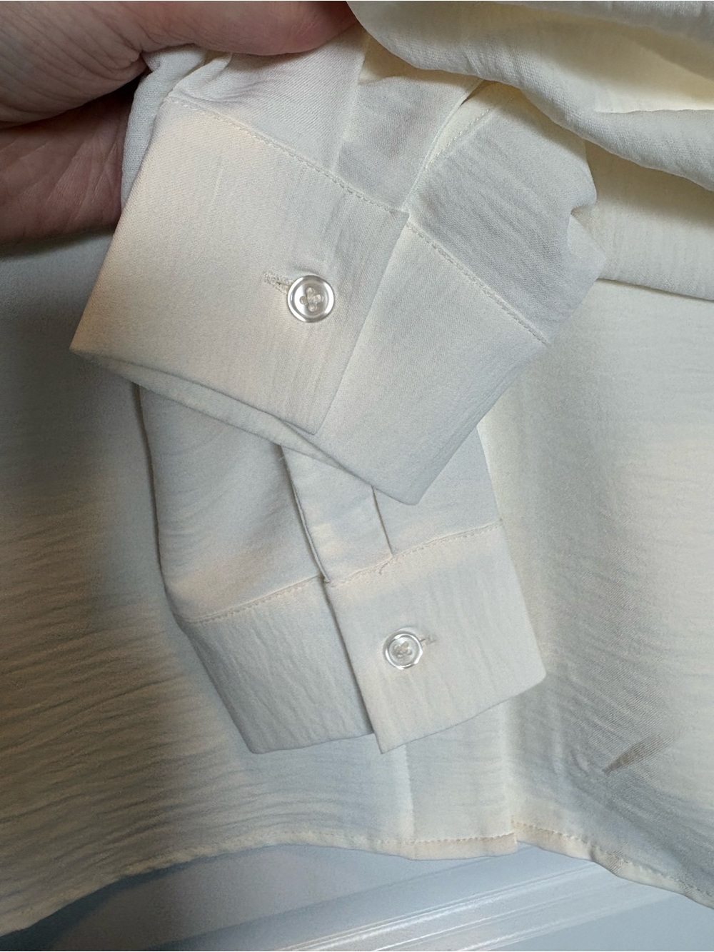 Cream Button-Front Blouse - Picture 2 of 5